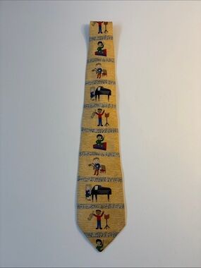Men's Yellow Musical Novelty Tie - silk -481sku